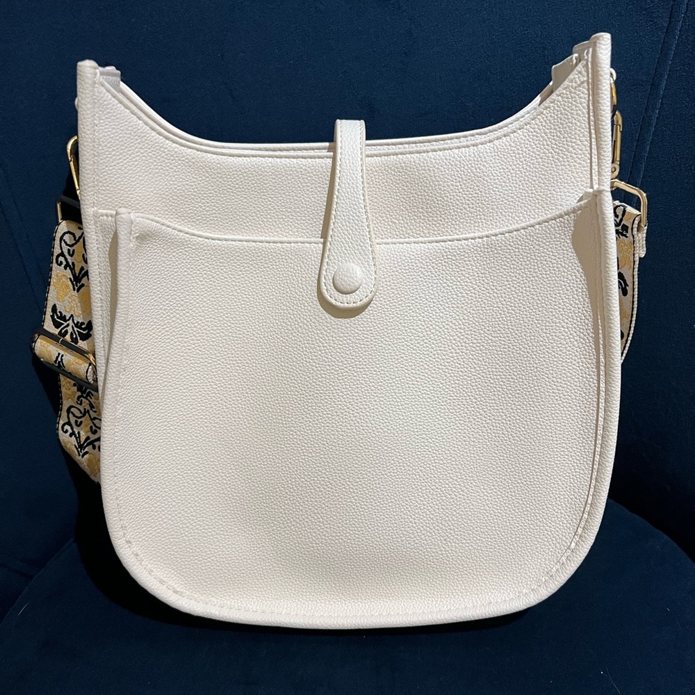Ahdorned vegan leather strap messenger bag